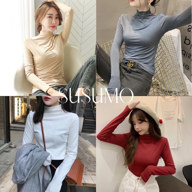 Áo giữ nhiệt nữ lót nỉ cổ 3p đẹp nhất ngành - SUSUMO - A510