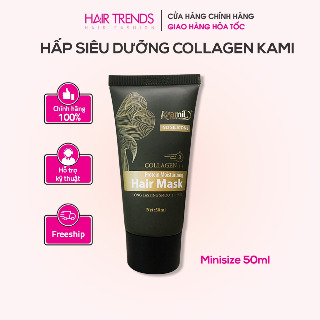 Kem ủ tóc KAMI-Dầu hấp tóc Collagen siêu dưỡng phục hồi tóc hư tổn hương nước hoa chính hãng tuýp 50ml