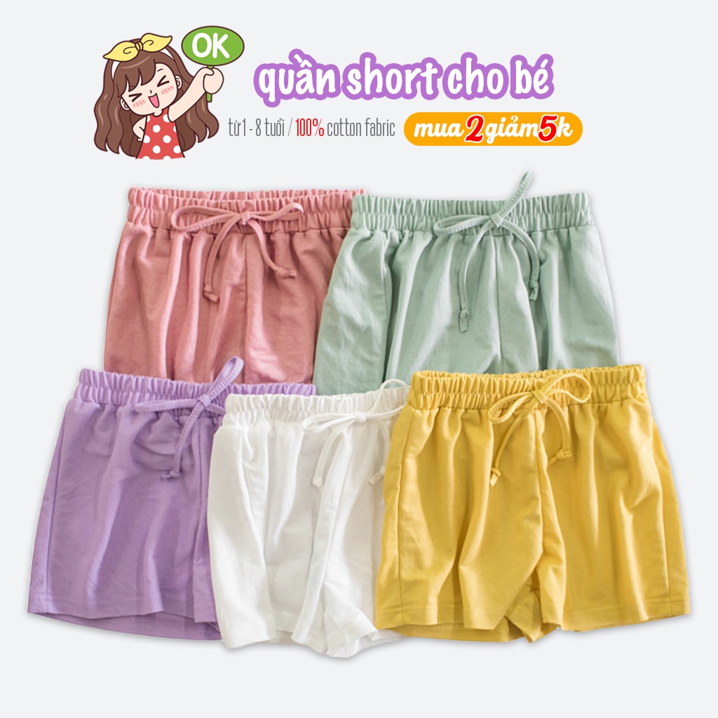 Quần short thun trơn cho bé 27HOME nhiều màu chất cotton mềm mại