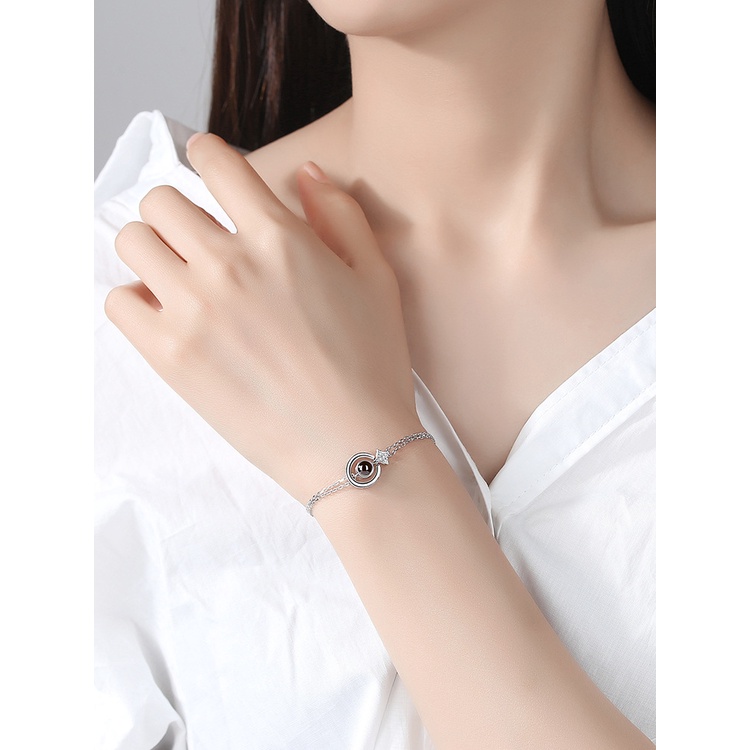 Vòng Đeo Tay Mạ Bạch Kim In Chữ I Love You Và 100 I Love You Phong Cách Hàn Quốc Thời Trang Cho Nữ