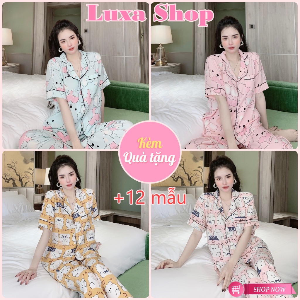 Đồ Ngủ Nữ, Set Bộ Pijama Chất Latin Cao Cấp Mềm Mát Thấm Hút Tốt Mặc Nhà Thoải Mái Freesize 45-60kg 