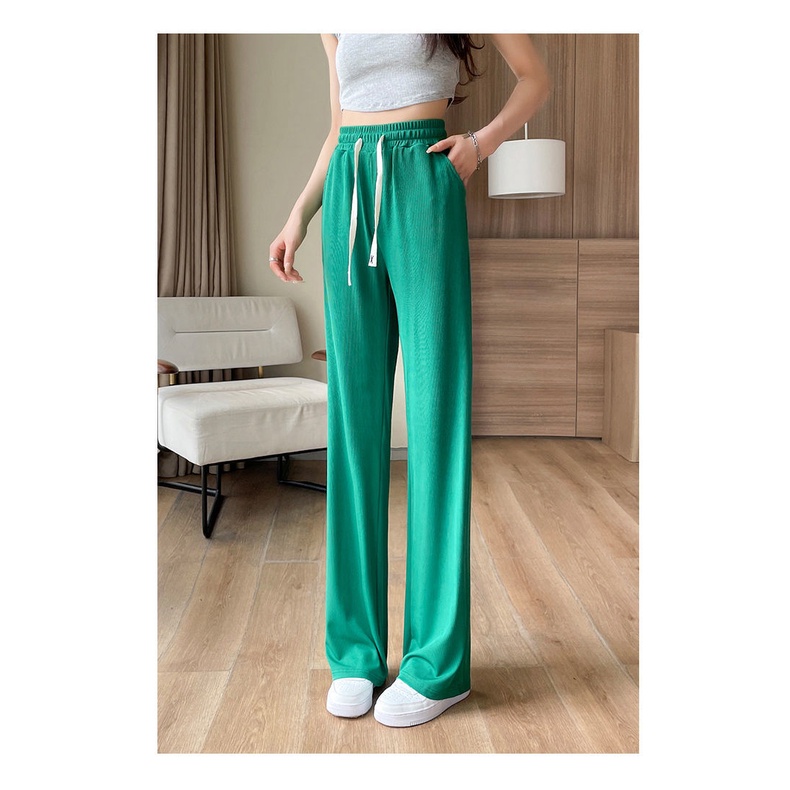 Quần Dài Ống Rộng Lưng Cao Phong Cách Hàn Quốc Cho Nữ