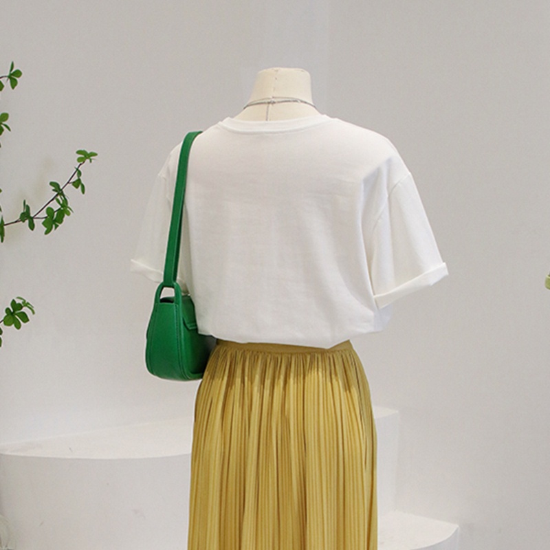 NRVP Áo Thun Tay Ngắn Cổ Tròn Bằng Vải Cotton 100% Nguyên Chất Thời Trang Mùa Hè Dành Cho Nữ Phong Cách Hàn Quốc