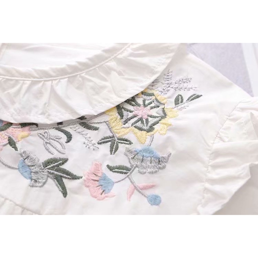 Áo bèo cổ vải kate thêu hoa siêu xinh - maicuteshop