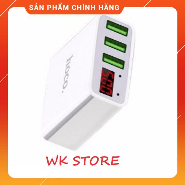 Cốc sạc Hoco C15 3 cổng USB,màn led báo điện áp,BH 1 năm