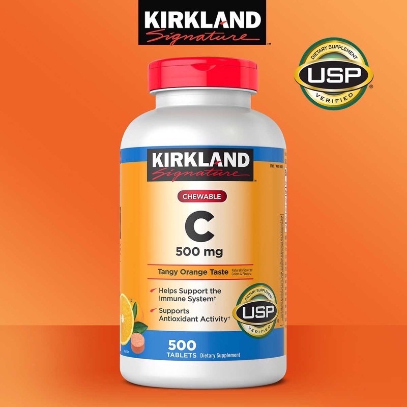 DATE(2024)Viên Ngậm KIRKLAND 🍊 Signature Chewable Vitamin c 500 mg