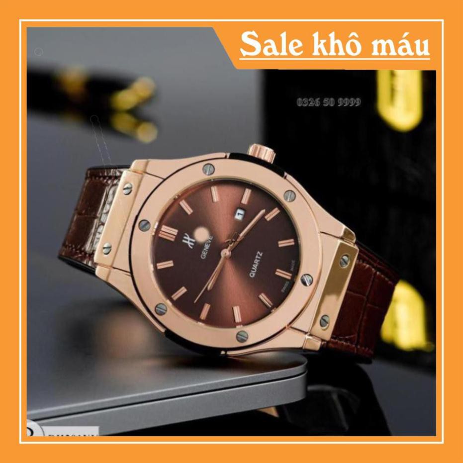 [Free Ship]  ĐỒNG HỒ NAM HUBLOT DÂY DA MTP-STORE