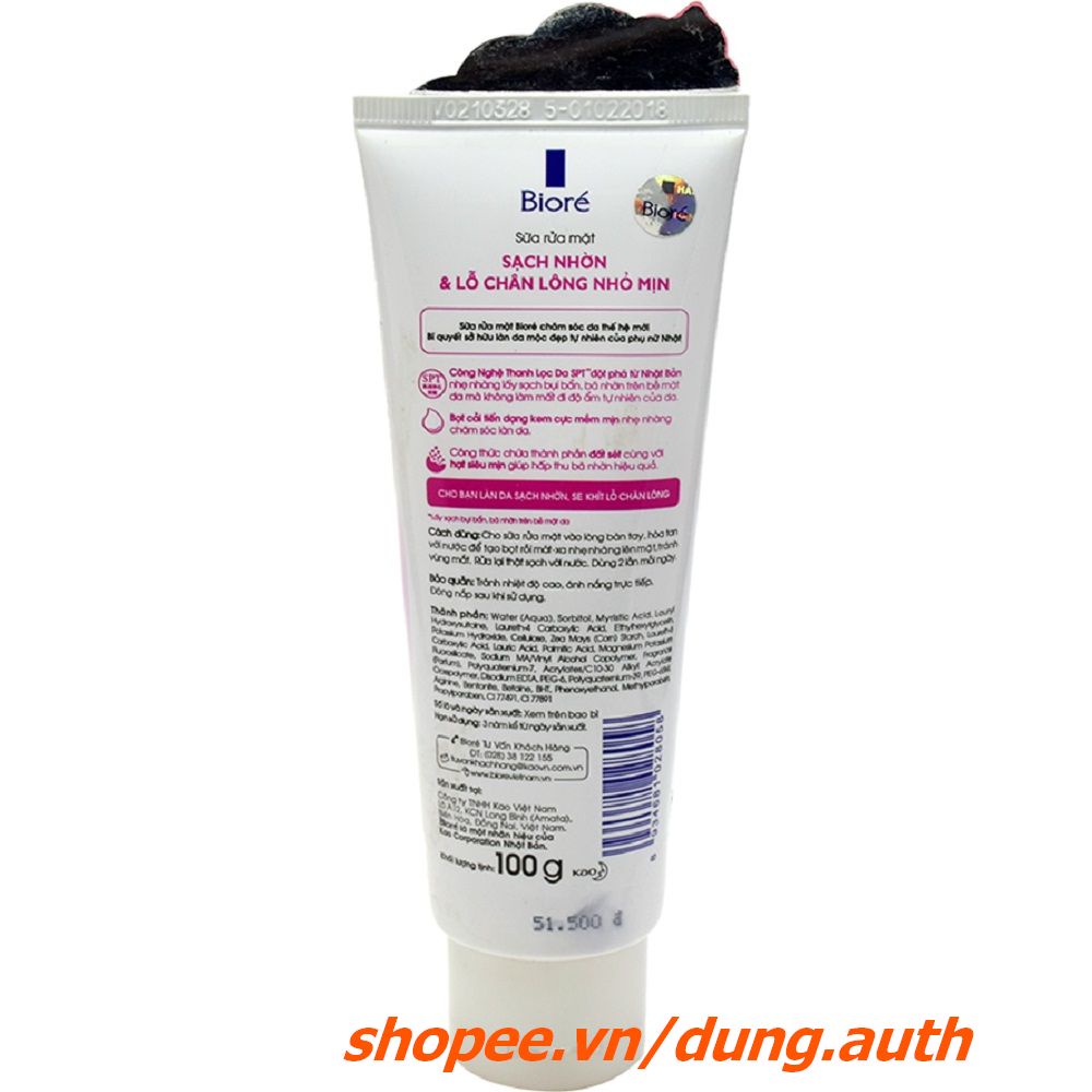 Sữa Rửa Mặt 100g Biore màu hồng Sạch Nhơn Và Làm Mịn Lỗ Chân Lông Chính Hãng.
