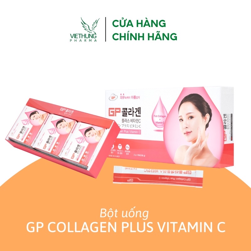 Bột Uống Collagen Hàn Quốc Vitamin C Trẻ hoá làn da ,Trắng sáng , xoá mờ nám , đều màu da GP Plus ( Chính Hãng )