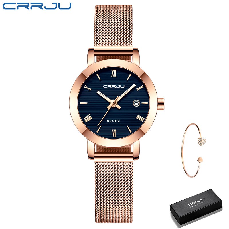 Đồng Hồ Đeo Tay Nữ CRRJU 2176 Mặt Nhỏ Chống Thấm Nước Máy Seiko Nhật Bản Thời Trang Cao Cấp