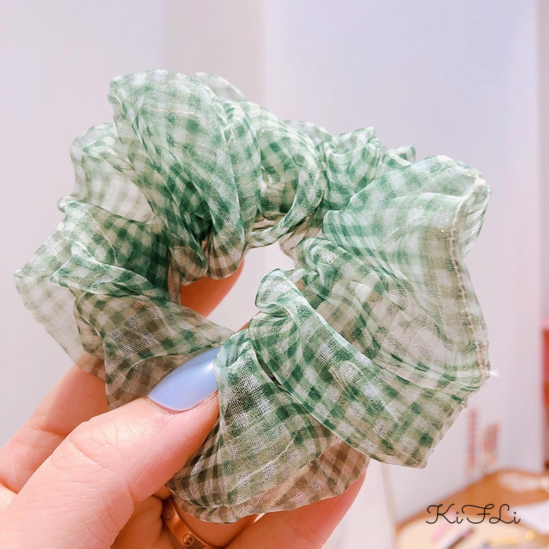 Dây buộc tóc đính quả cầu lưới thời trang Hàn Quốc kifli