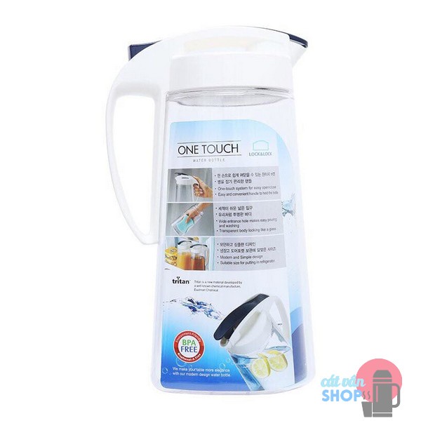 [Có Video] Bình nước nhựa Tritan Lock&amp;Lock Bisfree One Touch dung tích 1.6L/2L ABF631 ABF632