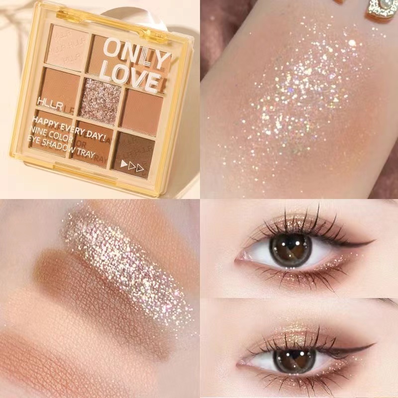 Hllr Bảng Phấn Mắt Chín Màu Lì Khoai Tây Nghiền Trong Suốt Phong Cách Mới