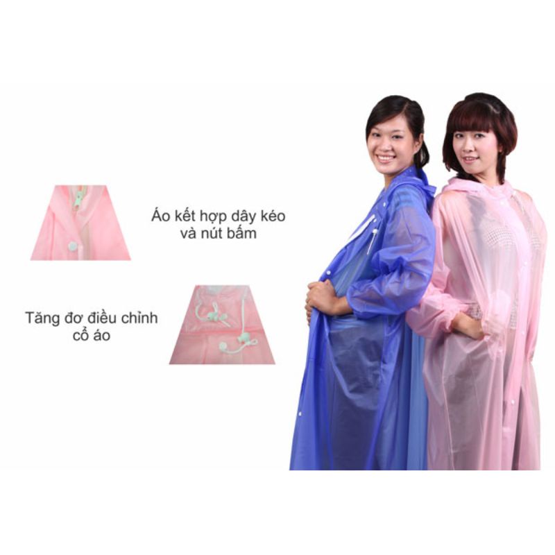 Áo Mưa RANDO Poncho Dây Kéo Trong Màu APPC-09 | Dây Kéo + Nút Bấm | Chất Liệu Trong Mờ, Màu Sắc Thời Trang | Kounbox