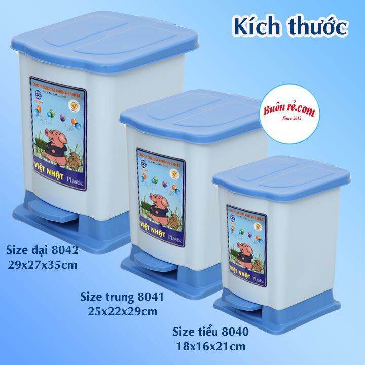 Thùng Rác Bật Nắp 3 SIZE 8040 + 8041 + 8042 Nhựa Việt Nhật, Thùng đựng rác văn phòng, phòng bếp có nắp đậy