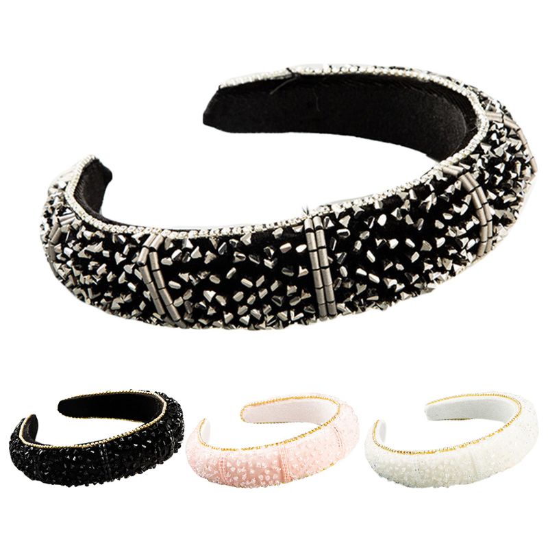 Băng Đô Vải Nhung Bản Rộng Đính Đá Lấp Lánh