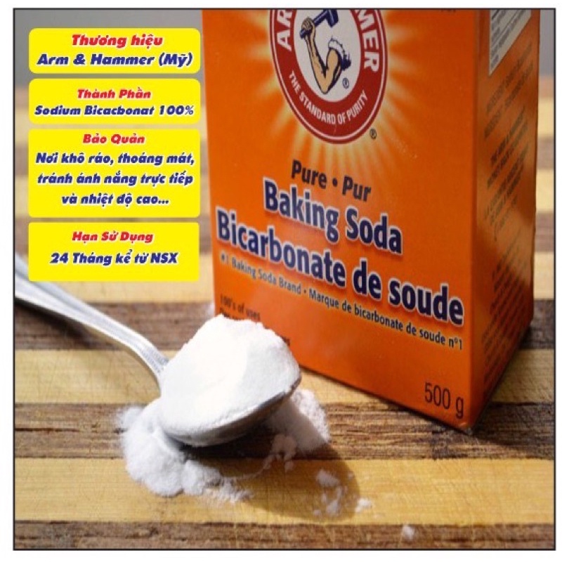 Baking soda đa công dụng bột nở baking soda khử mùi diệt khuẩn tẩy rửa làm bánh chăm sóc da hộp giấy 454g Mỹ