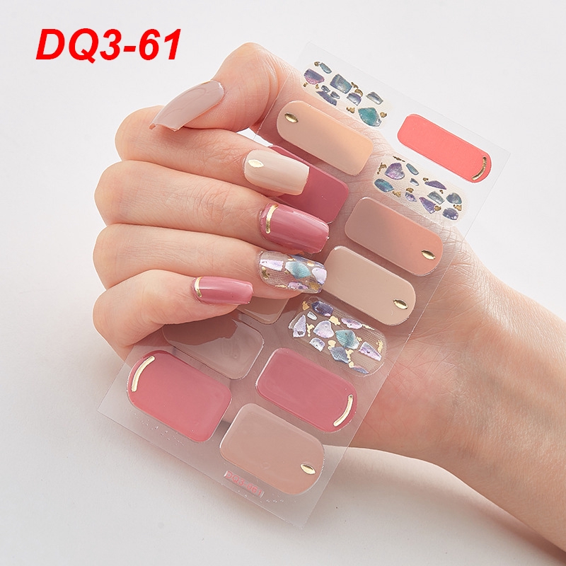 Set 14 miếng dán móng tay nhãn dán trang trí móng 3D  Dq3 61-73