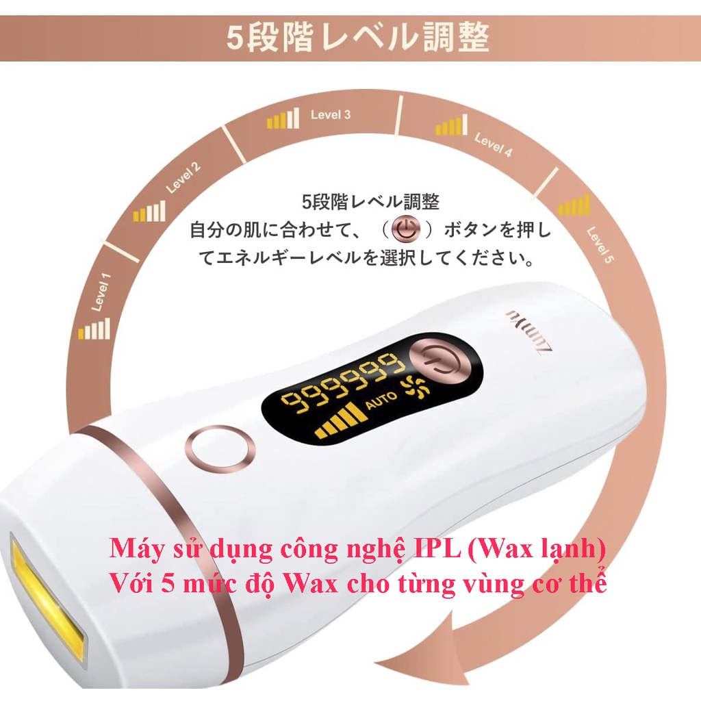 Máy Wax lông, triệt lông vĩnh viễn IPL Laser ZumYu Nhật Bản