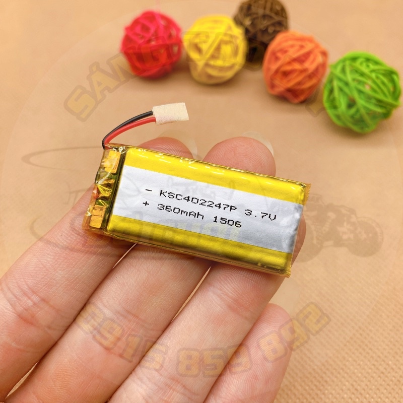 Pin Lithium Polymer 3.7V 360mAh có mạch bảo vệ, dây điện vỏ silicon chịu nhiệt