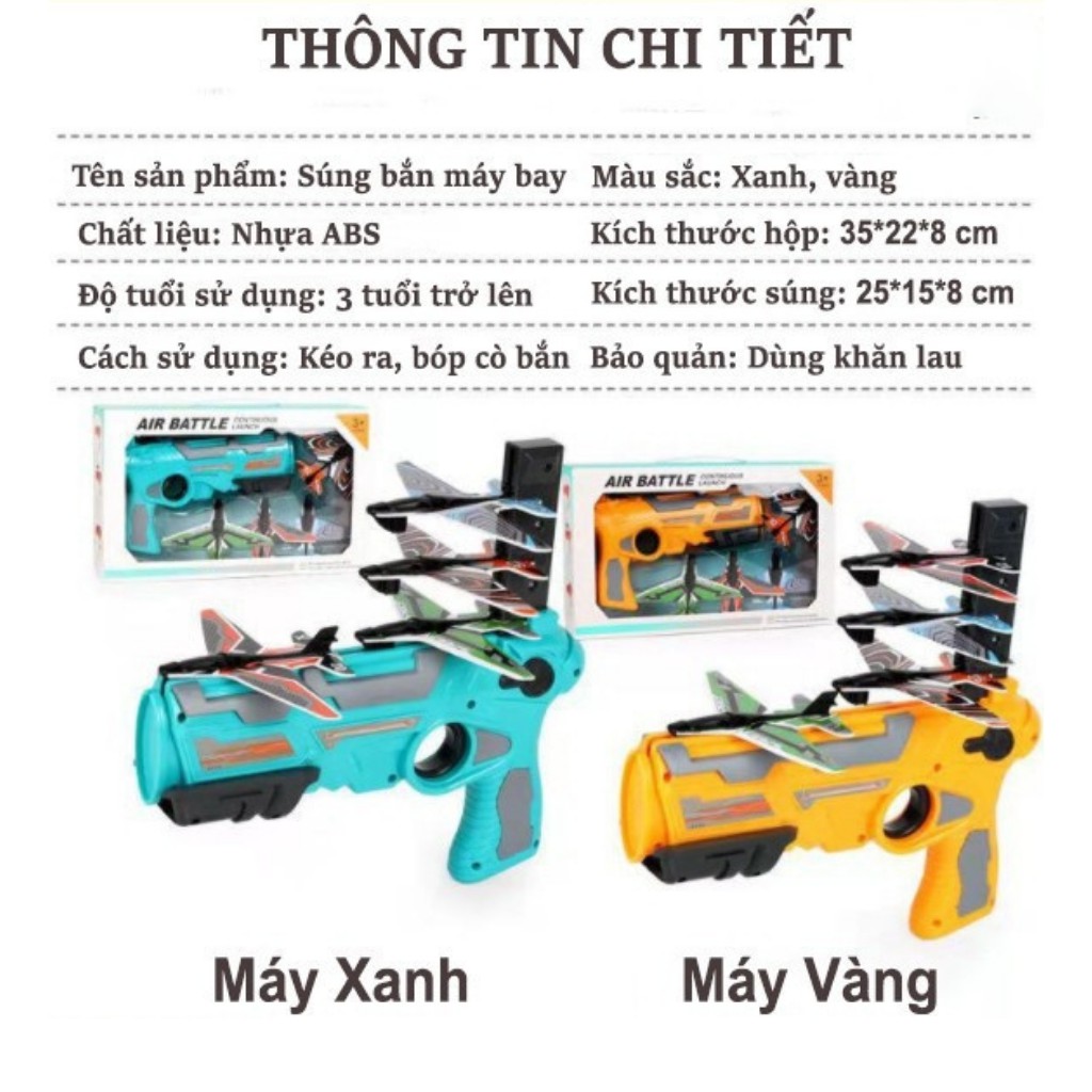 Súng phóng, súng bắn máy bay đồ chơi cho trẻ em bay tầm xa 6 - 10 mét.