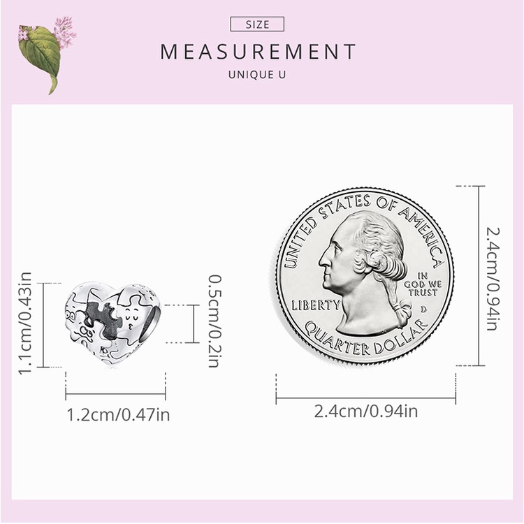 Vòng tay BAMOER BSC557 bạc 925 hình mảnh ghép trái tim phụ kiện thời trang diy