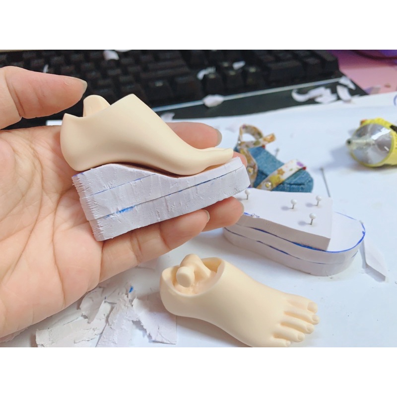 Giày đế xuồng cao gót dành cho búp bê bjd - size minifee - 1/4
