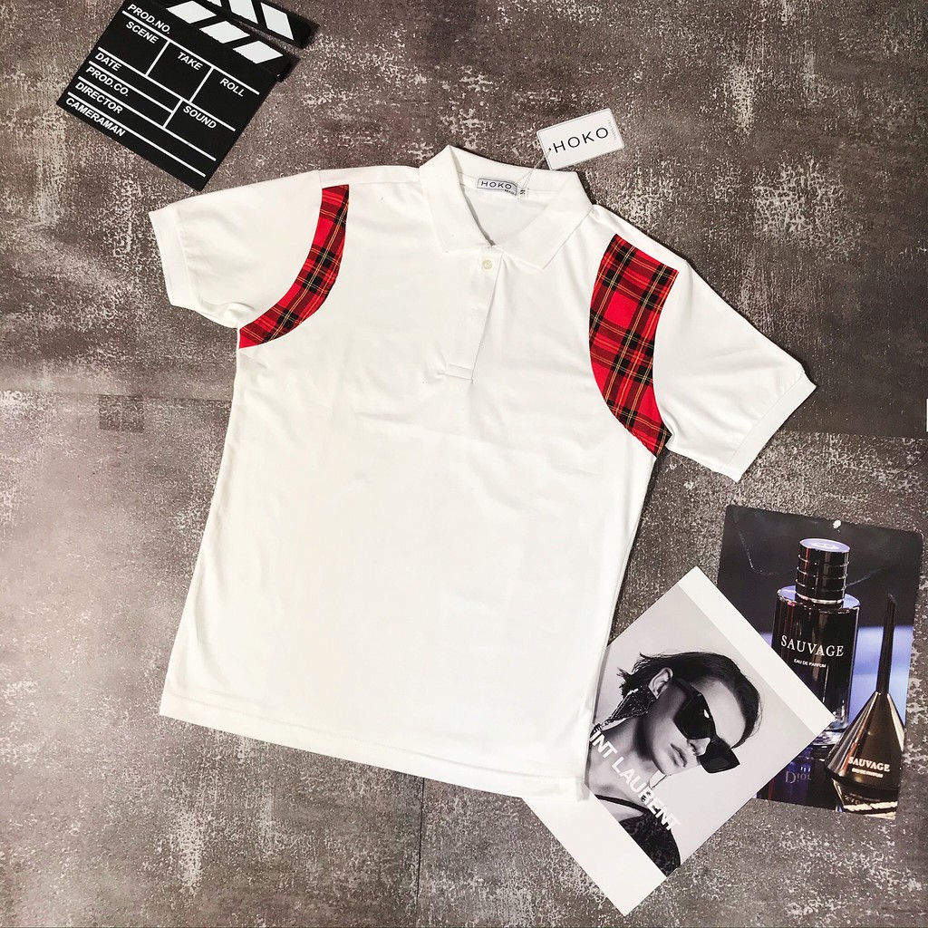 ÁO THUN POLO NAM CỔ TRỤ PHỐI CARO ĐỎ THỜI TRANG SIÊU HOT | BigBuy360 - bigbuy360.vn