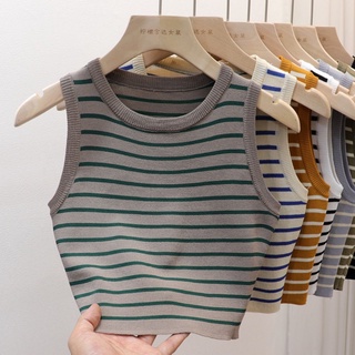 Áo Dệt Kim Lụa Sát Nách Họa Tiết Kẻ Sọc Trắng Đen