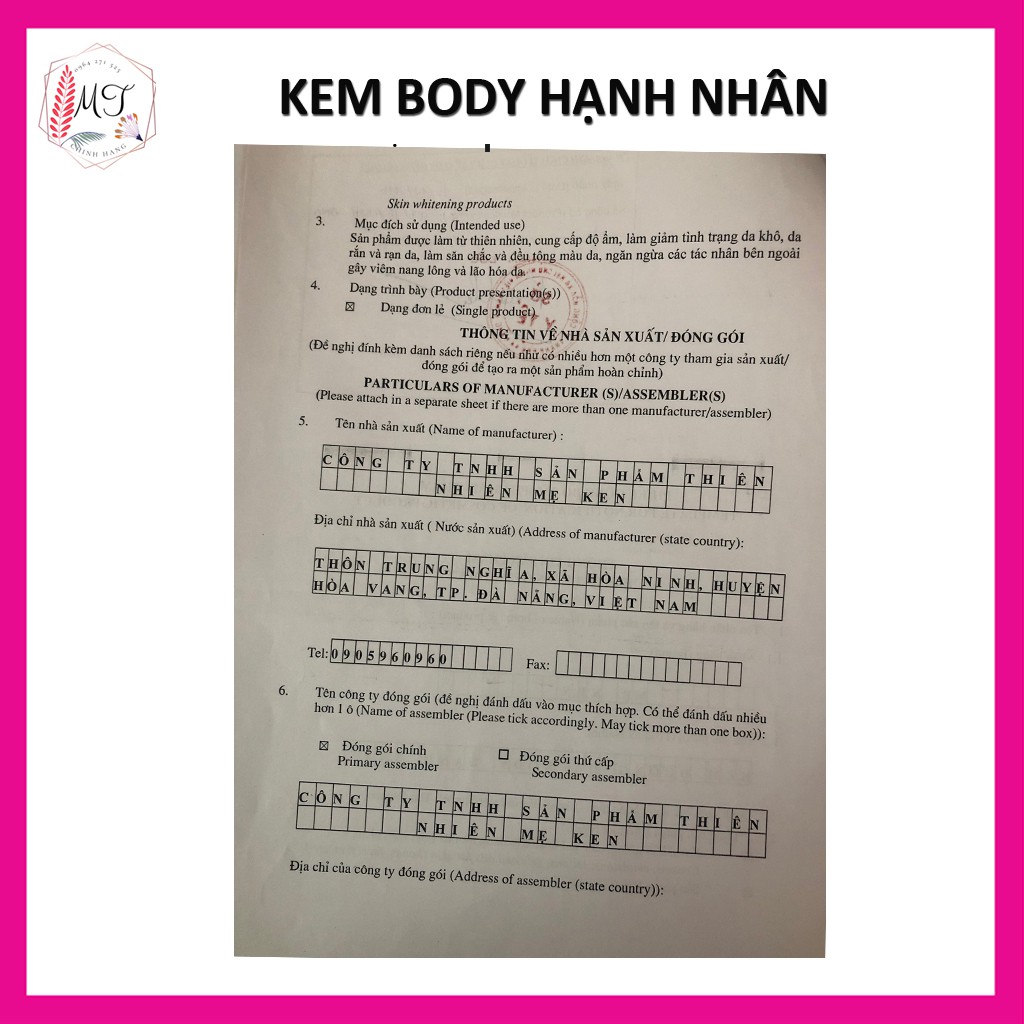 Kem Body Trắng Da Hạnh Nhân Mẹ Ken 200gr - Giúp Làm Trắng Da, Dưỡng Ẩm Da Khô Và Chống Nắng Hiệu Quả