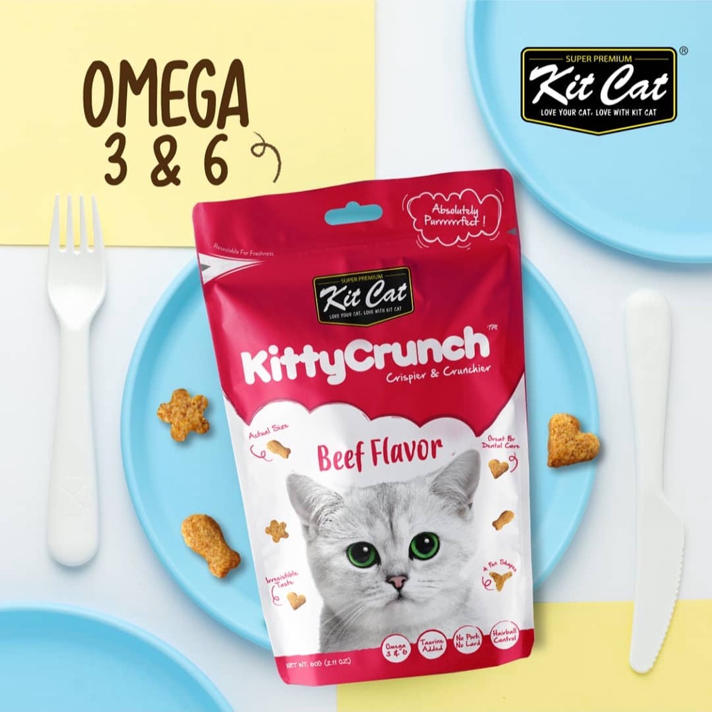 Bánh Thưởng Snack Giòn KITTY CRUNCH KIT CAT Ăn Vặt Cho Mèo - Gói 60gram