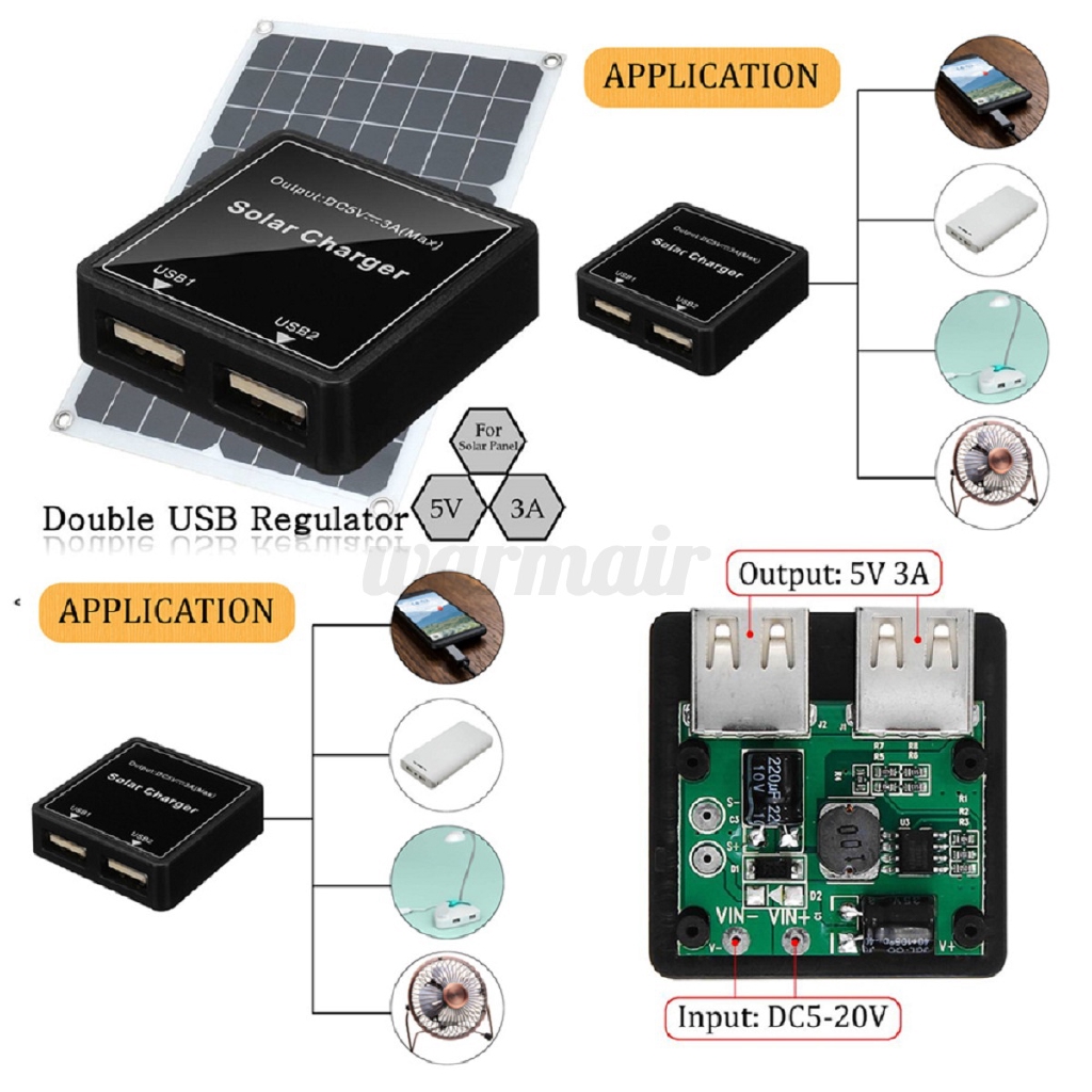 Hộp Ổn Áp Sạc Năng Lượng Mặt Trời 5v 3a 100w