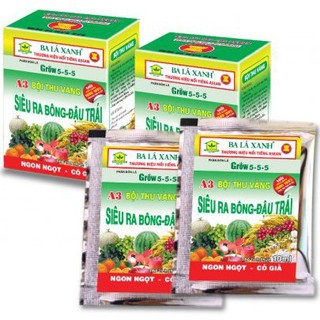 Siêu ra bông (hoa), đậu trái - Grow 5-5-5 Ba lá Xanh 10ml