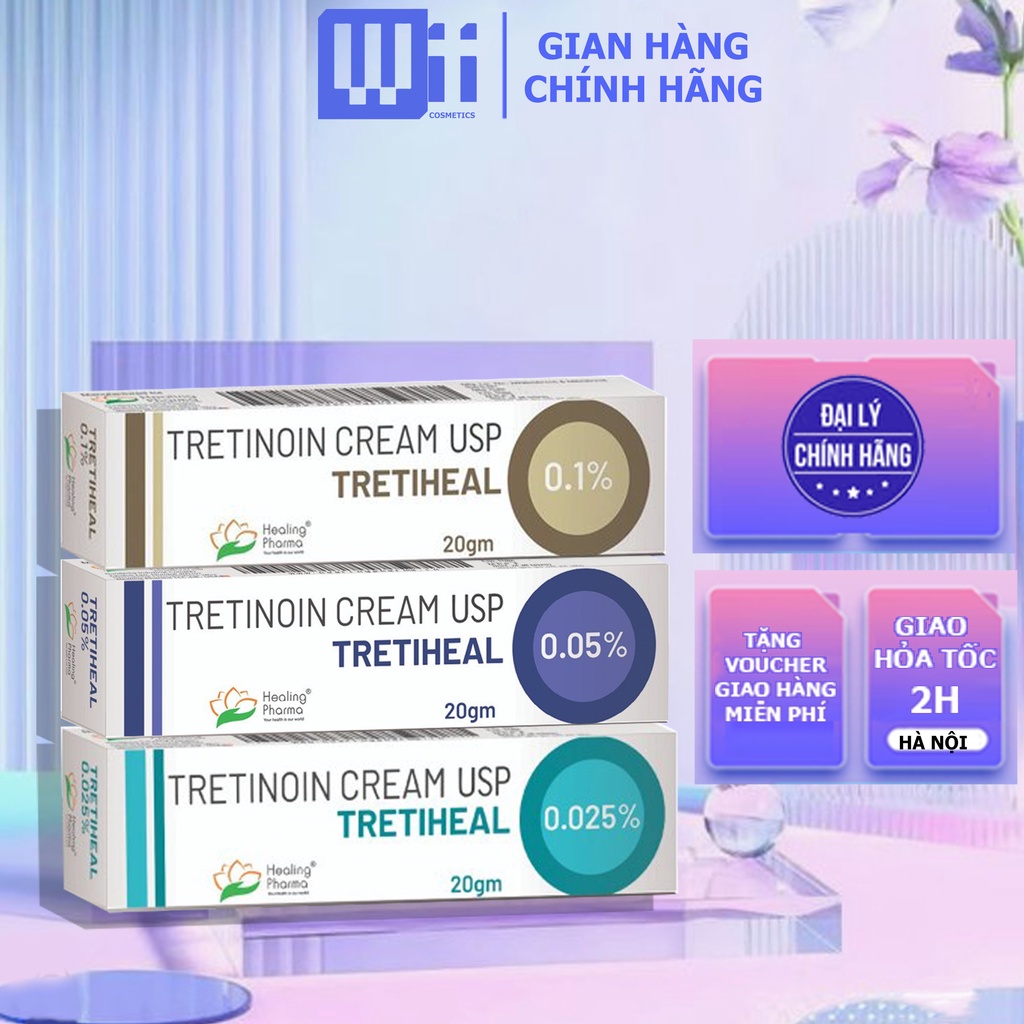 Tretiheal - Tretinoin Cream USP Kem giảm mụn, chống lão hóa 20g [ CHÍNH HÃNG ]
