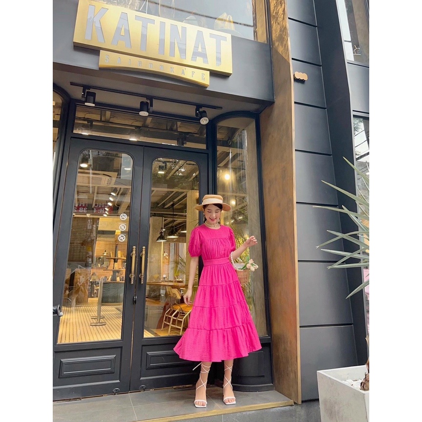 [HÀNG THIẾT KẾ CAO CẤP] Đầm Maxi Tay Phồng Xốp Nhún Phân Tầng Chit Eo Tôn Dáng Đi Biển / Công Sở Màu Trắng