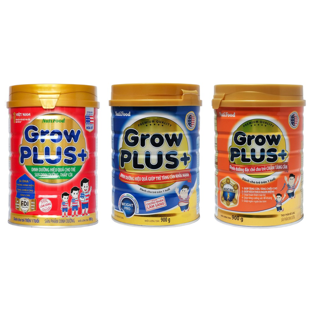 Sữa bột GrowPlus NutiFood Đỏ,Xanh,Cam 900g