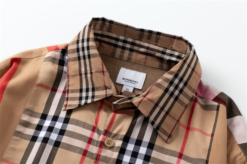 BURBERRY Áo sơ mi nam tay dài họa tiết ca rô thời trang