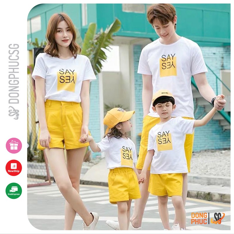 Áo gia đình 3/4/5 người đồ đôi mẹ và bé thun cotton dày dặn mẫu đồng phục gia đình SAY YES | SG