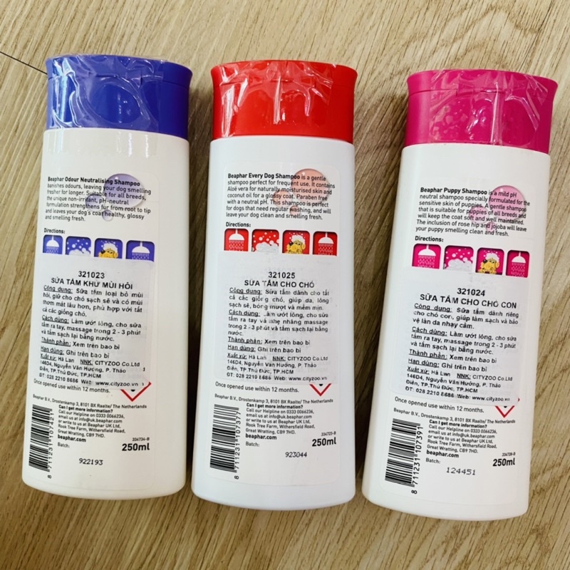 Sữa tắm khử mùi hôi, mượt lông Dành cho chó Beaphar Hà Lan 250ml