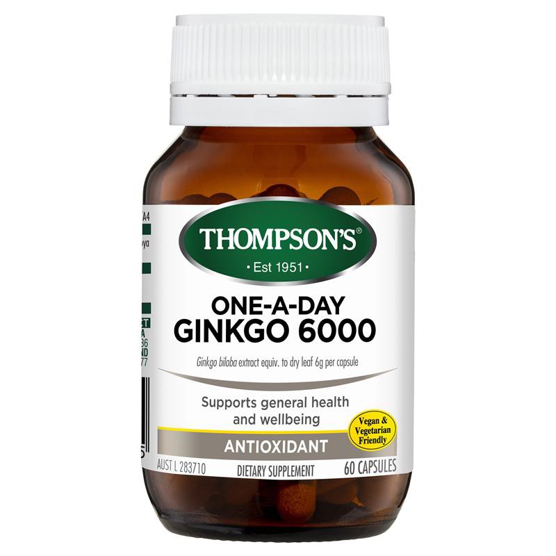 Tuần hoàn não Ginkgo Biloba 6000mg, hộp 60 viên, ảnh bill phía sau, Thompson nhé, đừng hỏi chuẩn không nha, nghe mệt