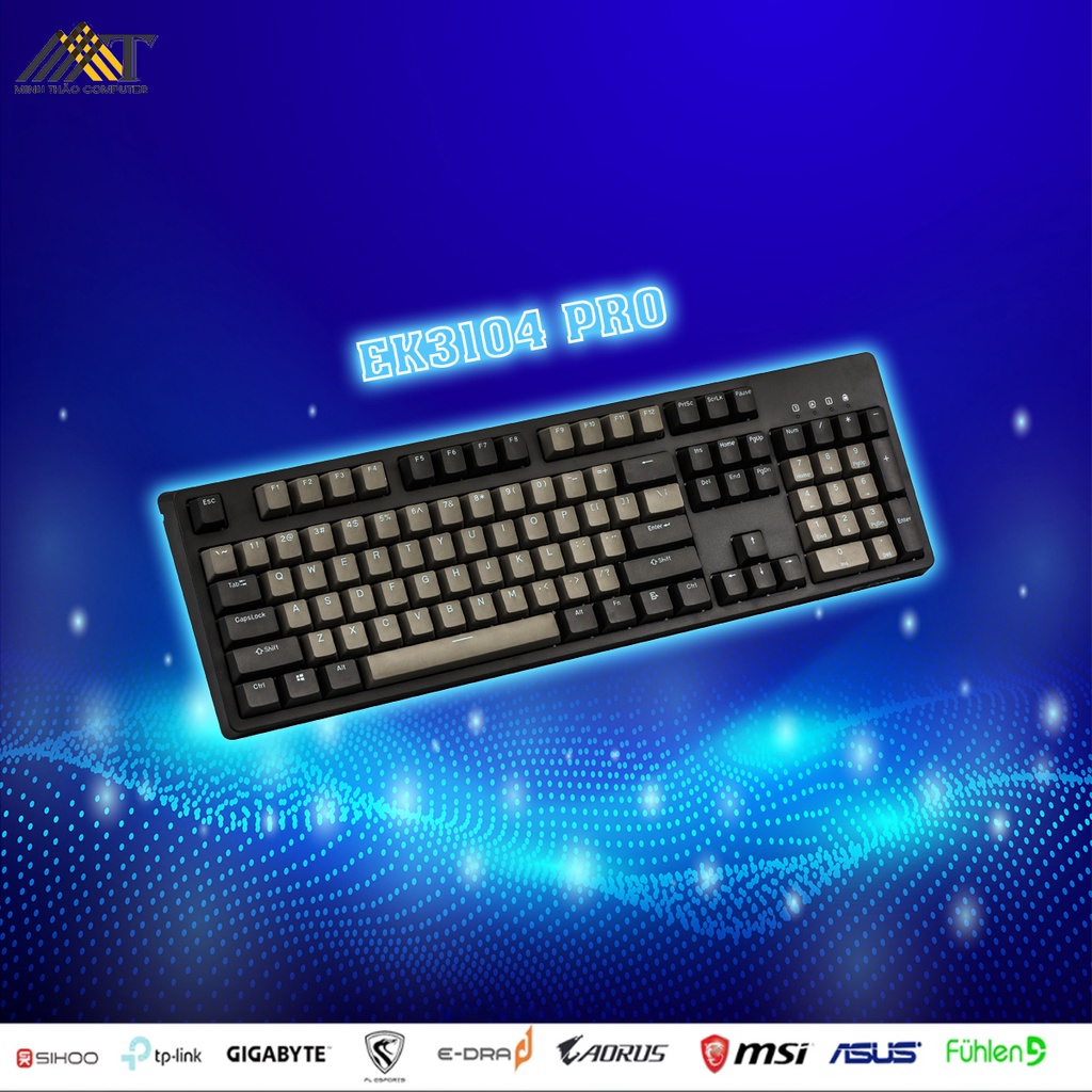 Phím cơ E-Dra EK3104 Pro Gateron switch version 2021/ keycaps PBT SKY DOLCH cao cấp/ Hàng chính hãng BH 24T