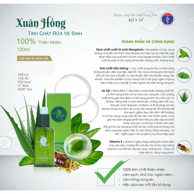 Dung dịch vệ sinh phụ nữ Xuân Hồng