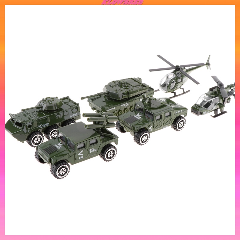 [KLOWARE2]6 in 1 Assorted 1/87 Metal   Vehicle Model Kids Tank Jeep Army Toys