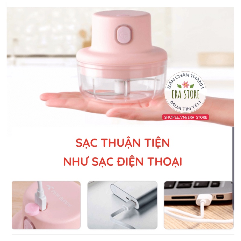 [SIÊU TIỆN] Máy xay tỏi ớt gia vị mini đa năng pin trâu lưỡi 3 cánh thép không gỉ, cứng cáp quay nhanh gọn nhẹ tiện dùng