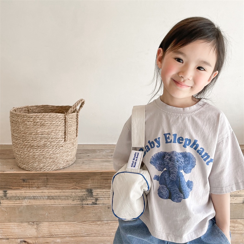 Áo Thun Cotton Tay Ngắn In Họa Tiết Hoạt Hình Dễ Thương Thời Trang Mùa Hè Cho Bé Gái