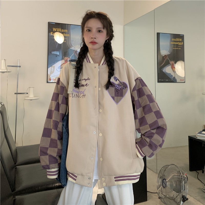 Áo bomber nữ form rộng áo khoác ngoài nữ bomber bóng chày thời trang Unisex