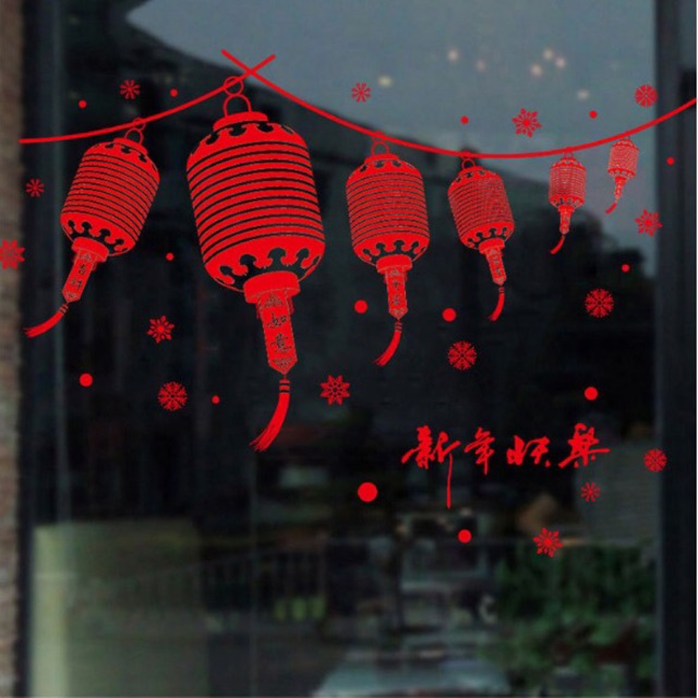 Decal trang trí Tết - Dây trang trí Lồng đèn đỏ