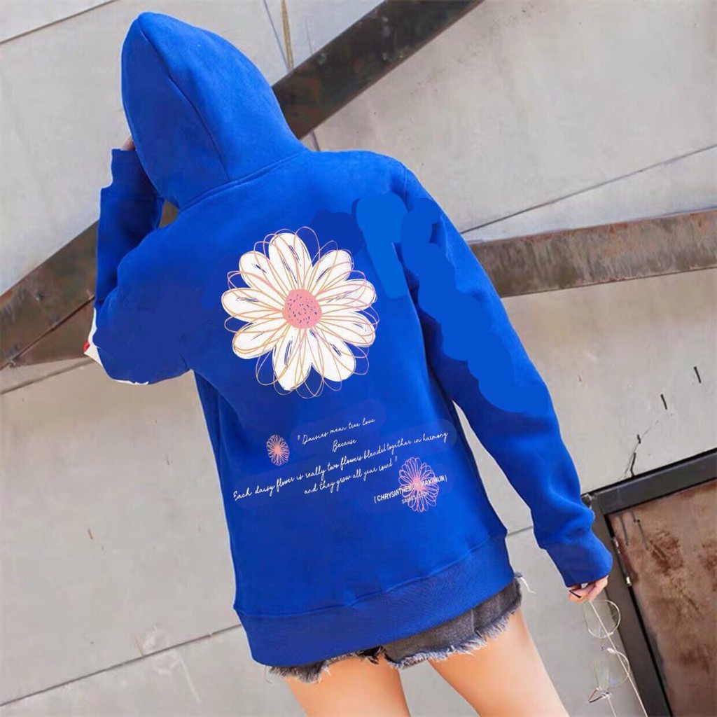 Áo khoác hoodie bông hoa sau lưng hình thật | BigBuy360 - bigbuy360.vn