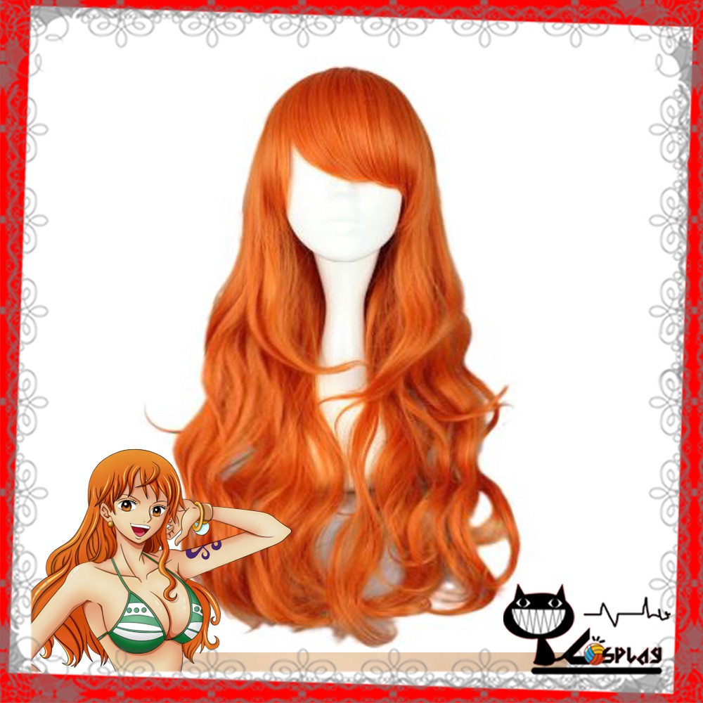 [sẵn] Wig/tóc giả Nami - One Piece màu cam đất (cơ bản nữ xoăn 80cm) tại Miu Cosplay