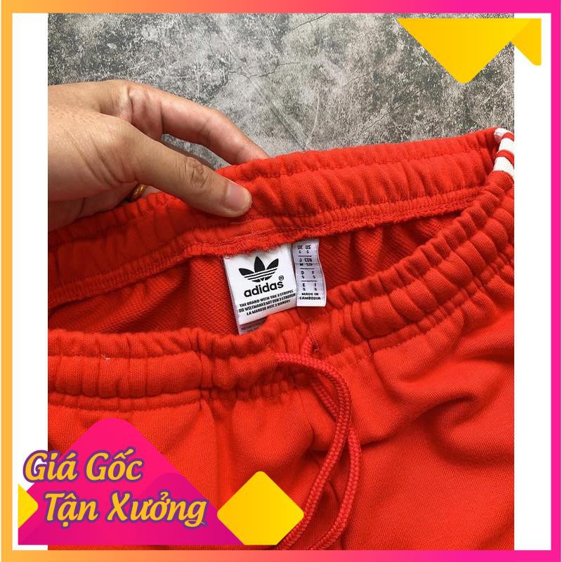 [SIÊU KHỦNG] ⚡️FREE SHIP⚡️ Quần nỉ Adidas Cuffed Track Pants màu đỏ sọc trắng XUẤT DƯ FULL TEM TAG 2021